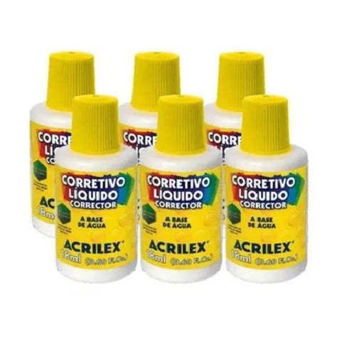 Kit 6 Corretivo Liquido 18ml Acrilex Corretivo Escolar Magazine