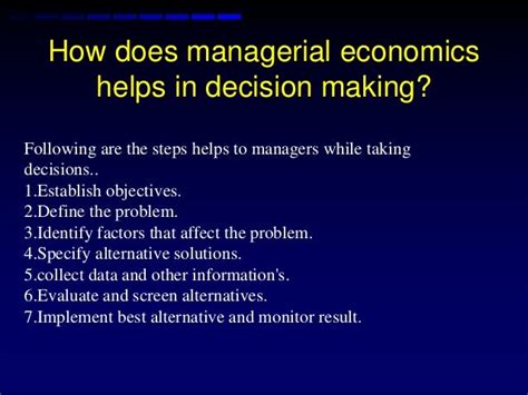 Decision Making In Managerial Economics