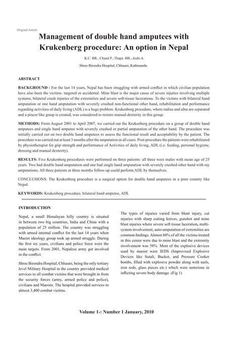 (PDF) Management of double hand amputees with Krukenberg procedure: An ...