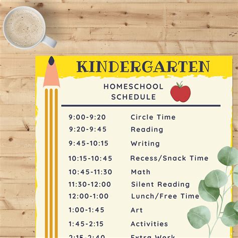 Kindergarten Homeschool Schedule Printable Full Day Kindergarten ...