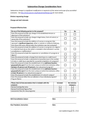 Fillable Online Substantive Change Consideration Form Fax Email Print