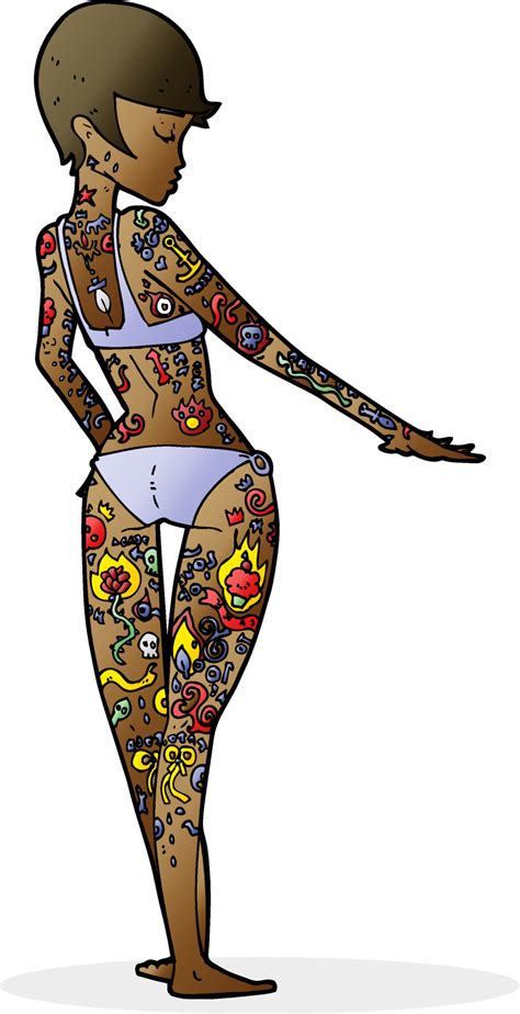 dessin animé bikini fille couverte de tatouages 12275647 Art vectoriel chez Vecteezy