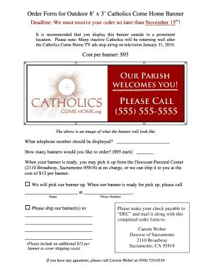 Fillable Online Diocese Sacramento Order Form For Outdoor 8 X 3