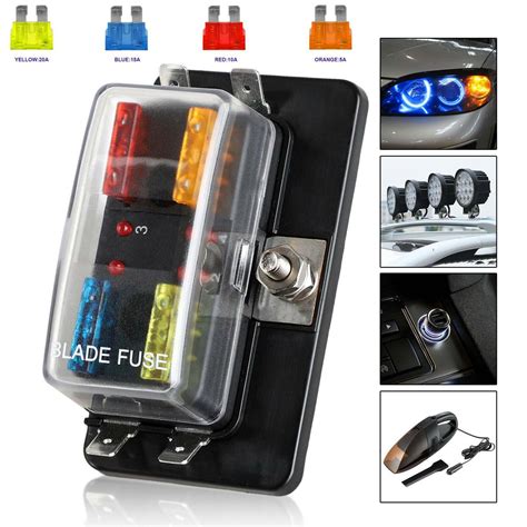 ZGBY 4Way Blade Fuse Box Block Holder LED Indicator For 12V 24V Car