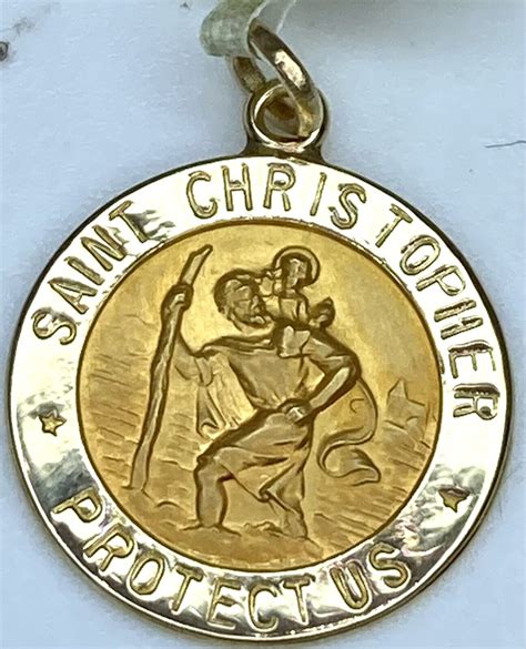 14K Yellow Gold Saint Christopher Protect Us Medal C Gem