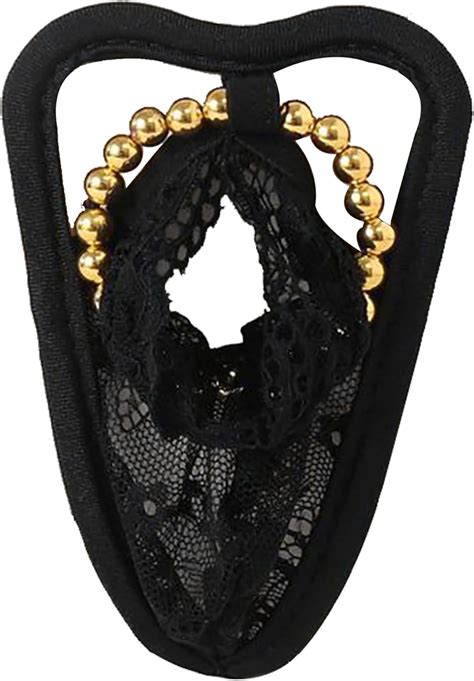 Amazon Chictry Men S C String Beads Ring Thong Hollow Out Jockstrap Underwear Lingerie