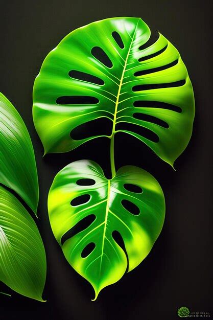 Hojas Verdes De La Planta Nativa De Filodendro Monstera Que Crece En