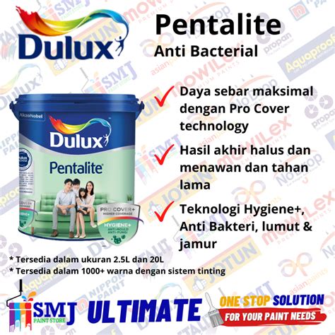 Jual Cat Tembok Interior DULUX PENTALITE Warna Tinting 20L Shopee