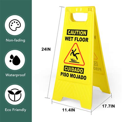 Snapklik Pack Caution Wet Floor Sign Bilingual Warning Signs