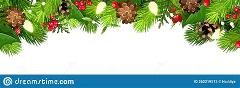 Christmas Header Or Banner With Fir Branches Christmas Lights And