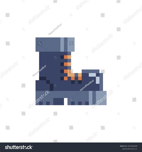 Military Shoes Boot Pixel Art Icon Design For Royalty Free Stock Vector 2033666048