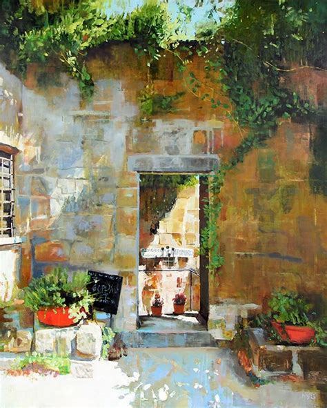 Mark Sofilas Sunny Courtyard Impressionist Painting No Naked Walls