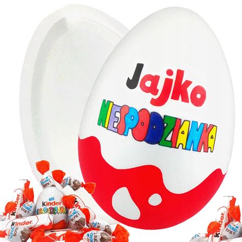 Duże JAJKO NIESPODZIANKA na prezent ze słodyczami dla dziecka kinder