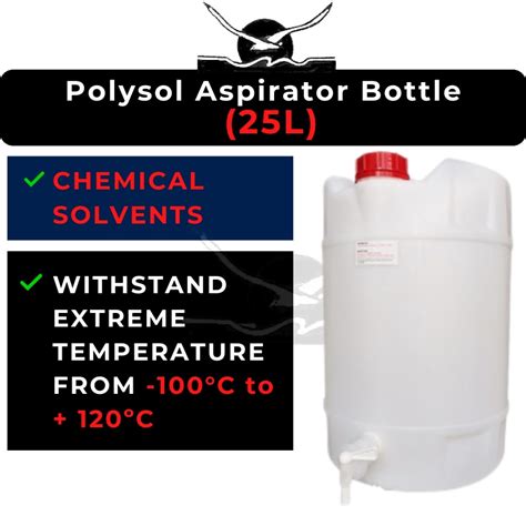 L Polysol Hdpe Aspirator Bottle With Stopcock Set For Ammonia Acids