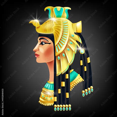 Cleopatra face, Egyptian pharaoh queen, ancient goddess portrait, Egypt ...