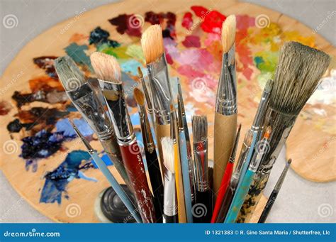 Artist S Brushes And Palette Stock Image Image Of Blue Style