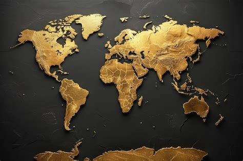 Premium Photo | Luxurious Gold World Map on Black Background