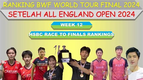 Ranking Bwf World Tour Final Setelah All England Open