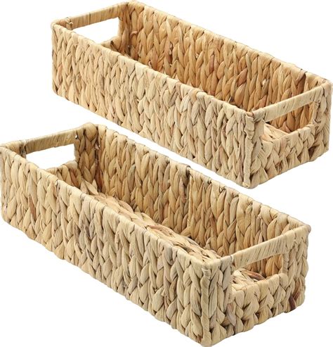 Graciadeco Nesting Small Wicker Basket Water Hyacinth Toilet Paper