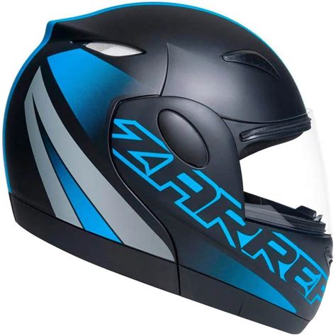 Capacete Taurus Zarref New Neon Preto Azul Fosco Articulado