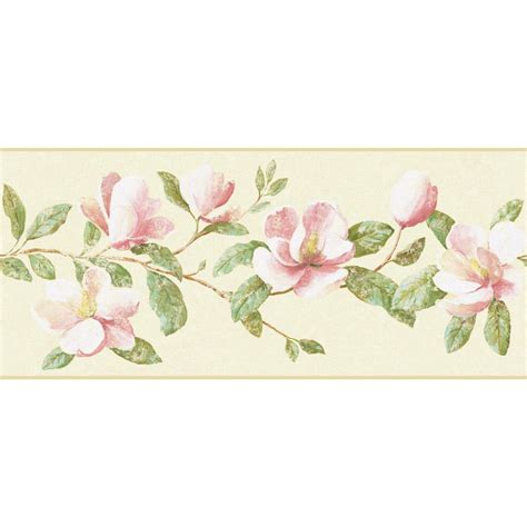 York Wallcoverings Portfolio II Magnolia 15' x 9" Floral and Botanical ...