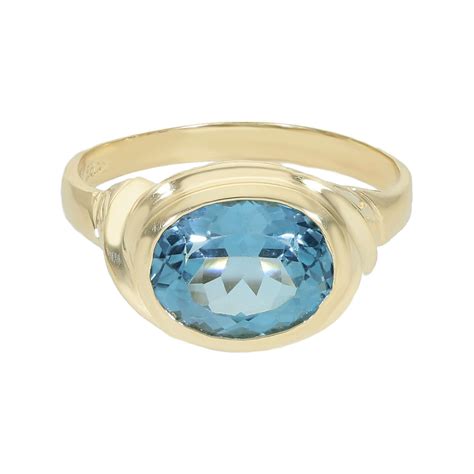 Ring Gelbgold 585 mit Blautopas oval Königs Juwelen