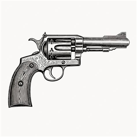 Premium Vector | Gun_revolver_handgun_six_shooter_pistol_drawing