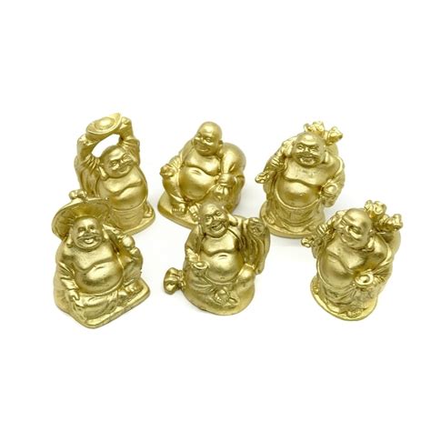 Set Statuete Feng Shui Buddha Aurii Pentru Prosperitate Cu Pepita Si