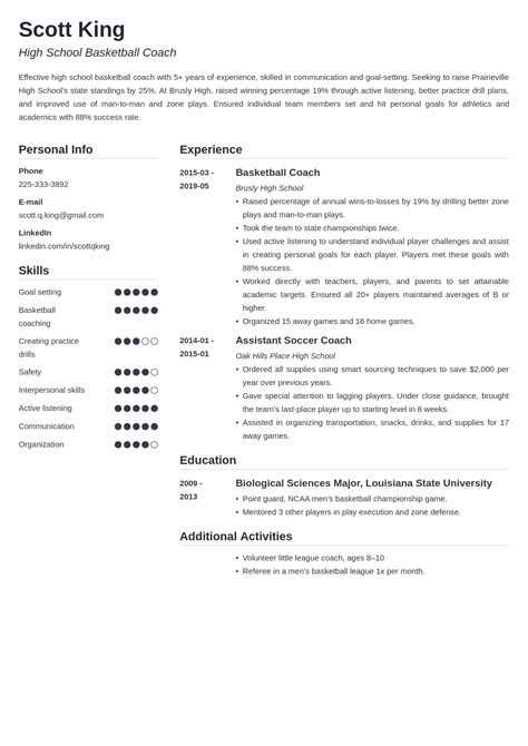 Coaching Resume Template Word