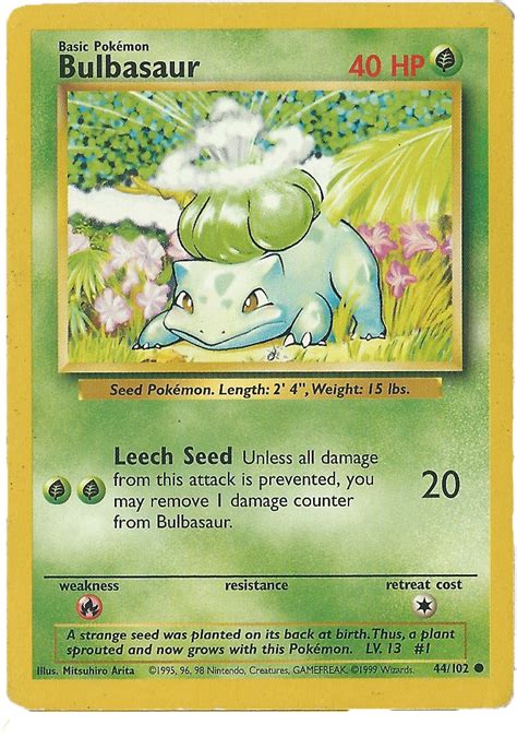 Bulbasaur Base Set Old Pokemon Cards Pokemon Cards Pokemon Bulbasaur