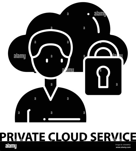 Icono De Servicio Privado En La Nube Signo Vectorial Negro Con Trazos