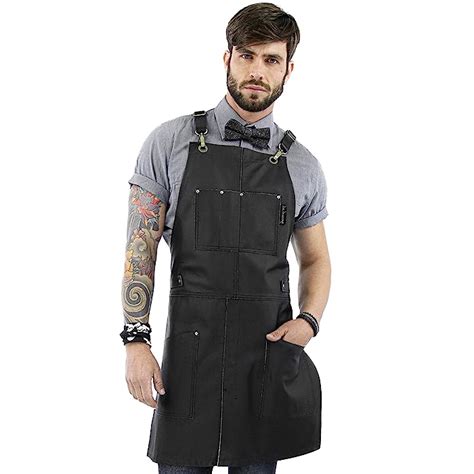 Buy Under Ny Sky Real Leather Apron Black Leather Body Pockets And