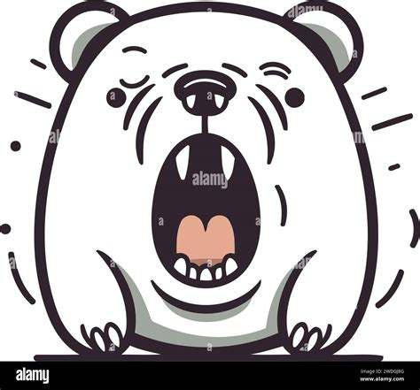 Cute Cartoon Polar Bear Vector Illustration Isolated On White