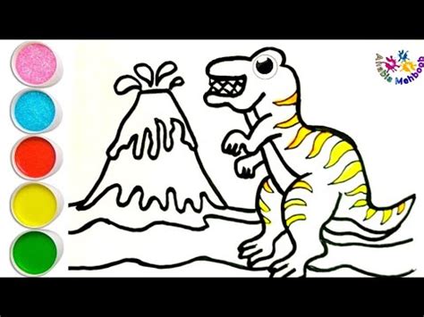 draw dinosaur  volcano volcano drawing easy  rex