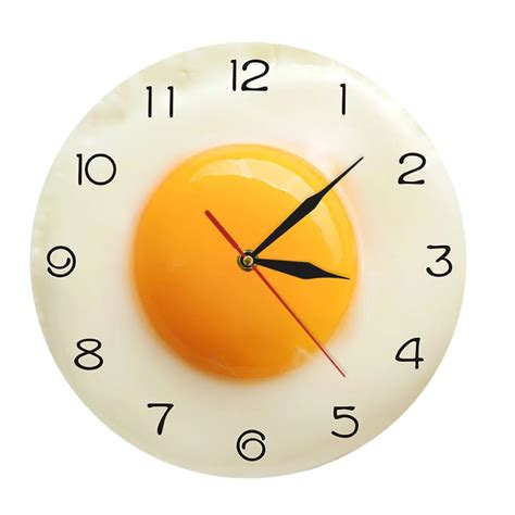 Creative Wall Clock Poached Egg Shape Clock Living Room Decor Battery