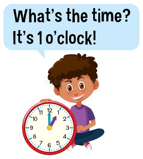 Telling Time With A Boy Holding A Clock Stock Vector Illustration Of