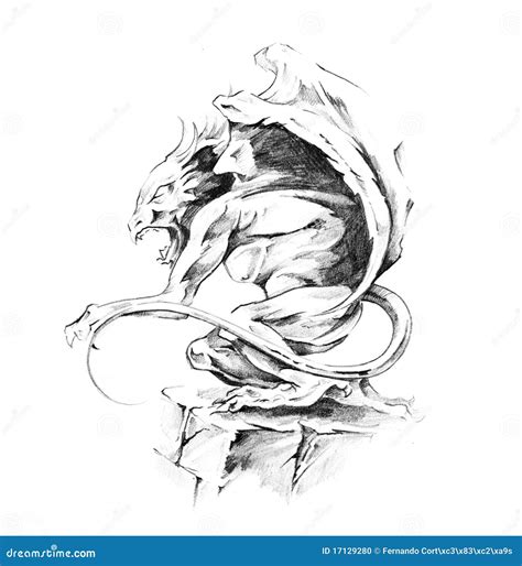 Sketch Of Tattoo Art Gargoyle Stock Illustration Illustration Of