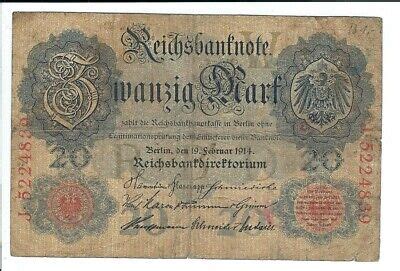 Reichsbanknote Mark In Papiergeld Aus Dem Deutschen Reich