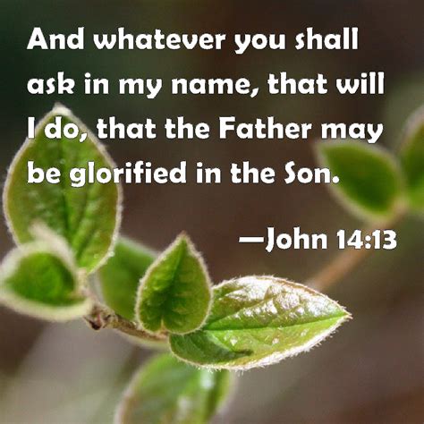 John 14 13 And Whatever You Shall Ask In My Name That Will I Do That