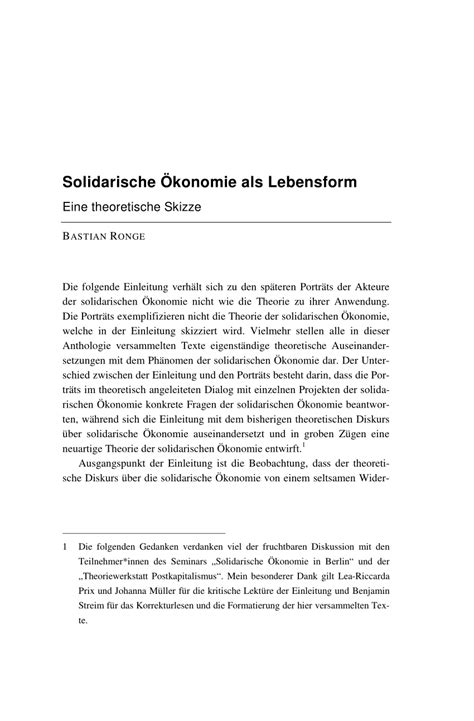 PDF Solidarische Ökonomie als Lebensform Eine theoretische Skizze