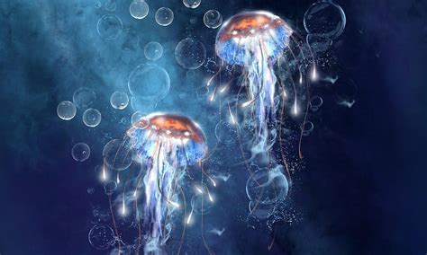 Jelly Fish Computer Backgrounds Glowing Jellyfish Hd Wallpaper Pxfuel