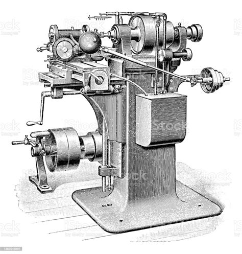 Old Milling Machine Vintage Engraved Illustration Stock Illustration