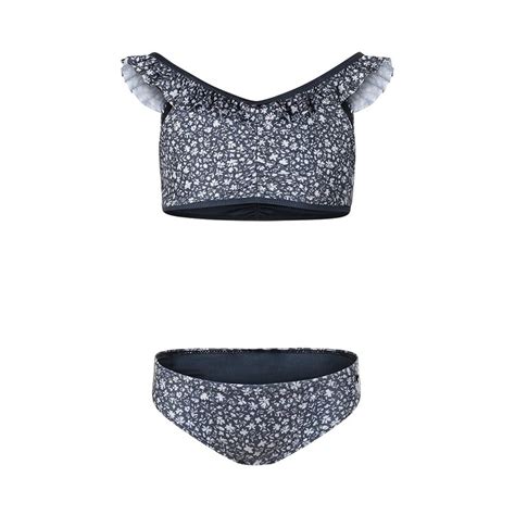 Koko Noko Girls Bikini Dark Blue Floral Ruffles Koko Noko