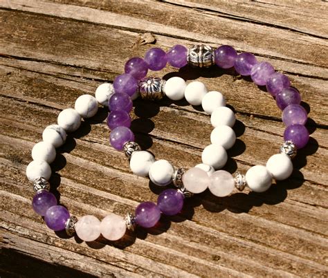 Genuine Amethyst Rose Quartz And Howlite Are Used To Create These