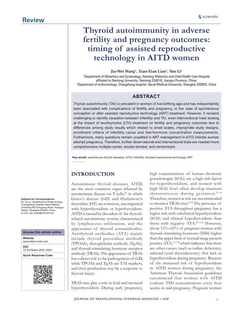 Pdf Thyroid Autoimmunity In Adverse Fertility And Pregnancy Outcomes