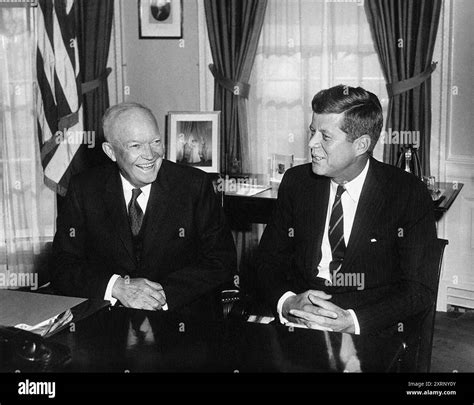 Us President Dwight Eisenhower Meeting With Us President Elect John