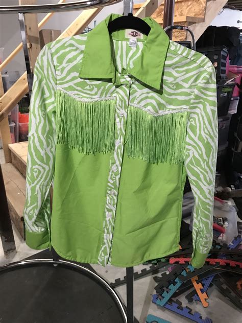 Lime Zebra Custom Rodeo Shirt With Fringe