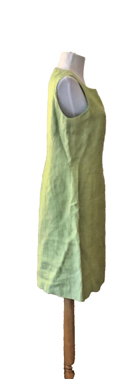 Talbots Petites Summer Dress Sleeveless Irish Linen Lime Green Petite