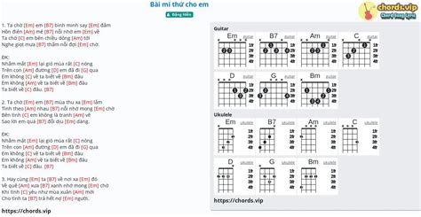 Chord: Bài mi thứ cho em - tab, song lyric, sheet, guitar, ukulele ...