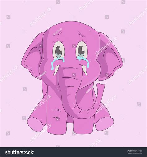 Crying Sad Baby Elephant Lost His Stock Vector (Royalty Free ...